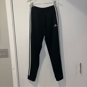 Adidas Kids Black Joggers with White Stripes